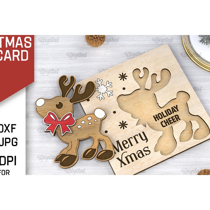 Felicitari set 3D din lemn, Intrahome, 15x15 cm, pentru decoratiuni si proiecte DIY