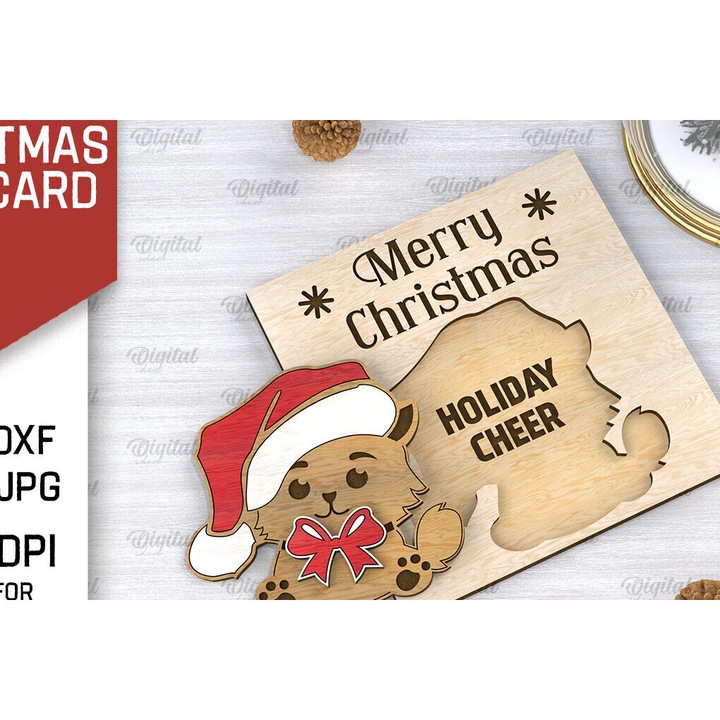 Felicitari set 3D din lemn, Intrahome, 15x15 cm, pentru decoratiuni si proiecte DIY