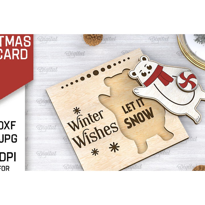 Felicitari set 3D Intrahome, 15x15 cm, din plywood, pentru decoratiuni si proiecte DIY