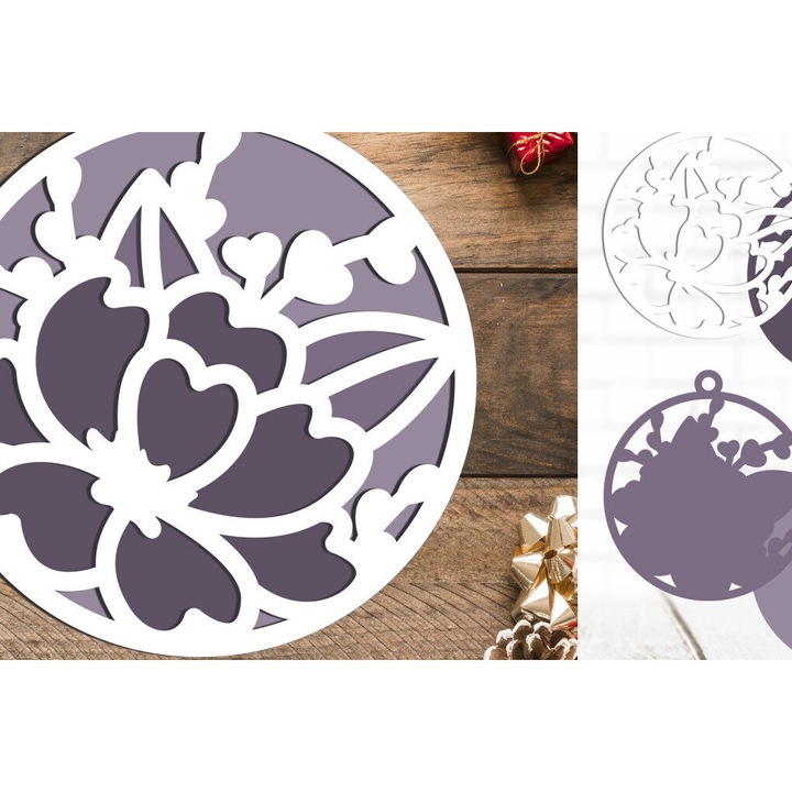 Cupa tridimensionala de Craciun, Intrahome, 15x15 cm, din plywood 3mm-4mm, pentru decoratiuni si proiecte DIY