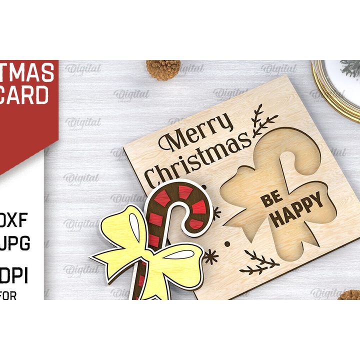 Felicitari set 3D Intrahome, 15x15 cm, din plywood, pentru decoratiuni si proiecte DIY