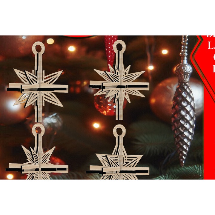 Set 3D Christougenniatikon Asterion V8, Accesorii decorative, Plywood 3mm-4mm, 1x1 cm