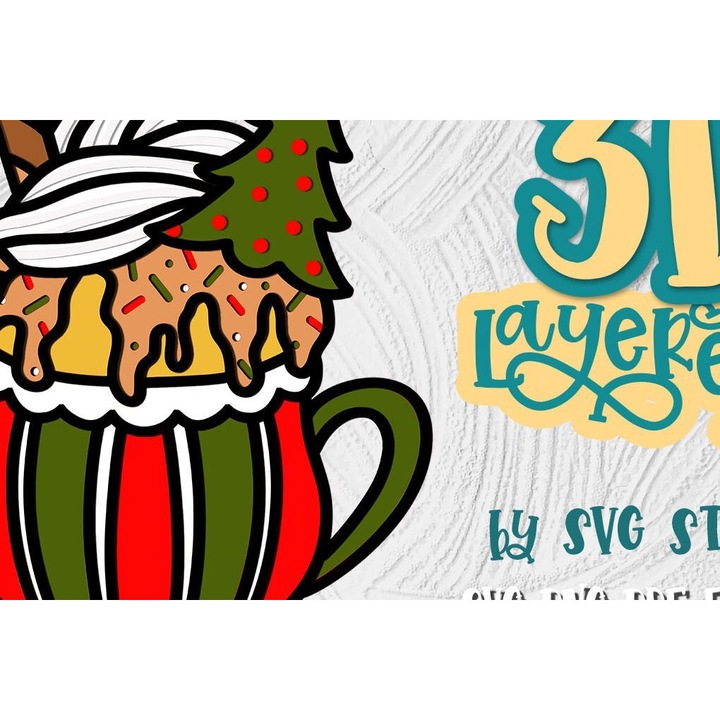 Placa lemn 3D Cocoa 05, design stratificat Craciun, 15x15 cm, din plywood 3mm-4mm, pentru decoratiuni si proiecte DIY