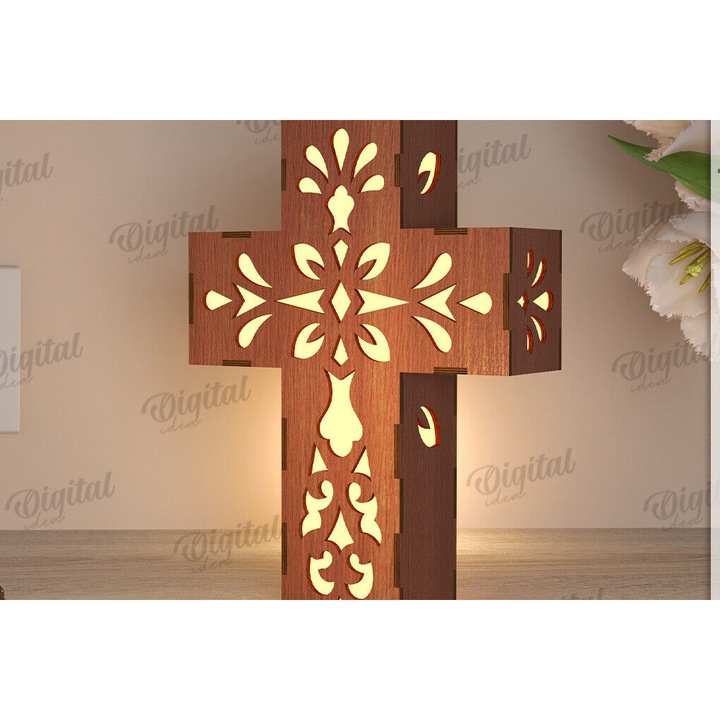 Lampa din lemn stratificat, Intrahome, 30x20 cm, pentru decorare si proiecte DIY, maro