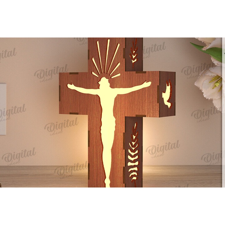 Lampa tridimensionala din lemn de plywood 3mm-4mm, Intrahome, 30x20cm, pentru decoratiuni si proiecte DIY