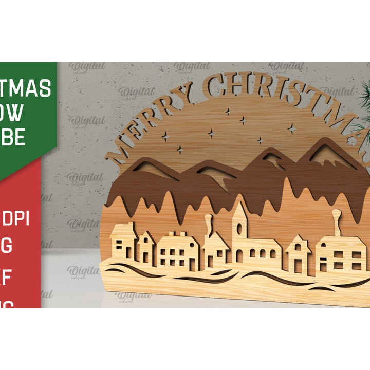 Sfera tridimensionala din lemn pentru Craciun, Intrahome, 15x15 cm, din plywood 3mm-4mm, ideala pentru decoratiuni si proiecte DIY