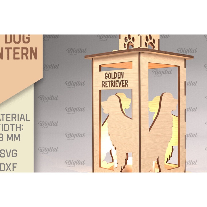 Lampa din lemn cu laser, Intrahome, 30x20 cm, pentru decoratiuni si proiecte DIY