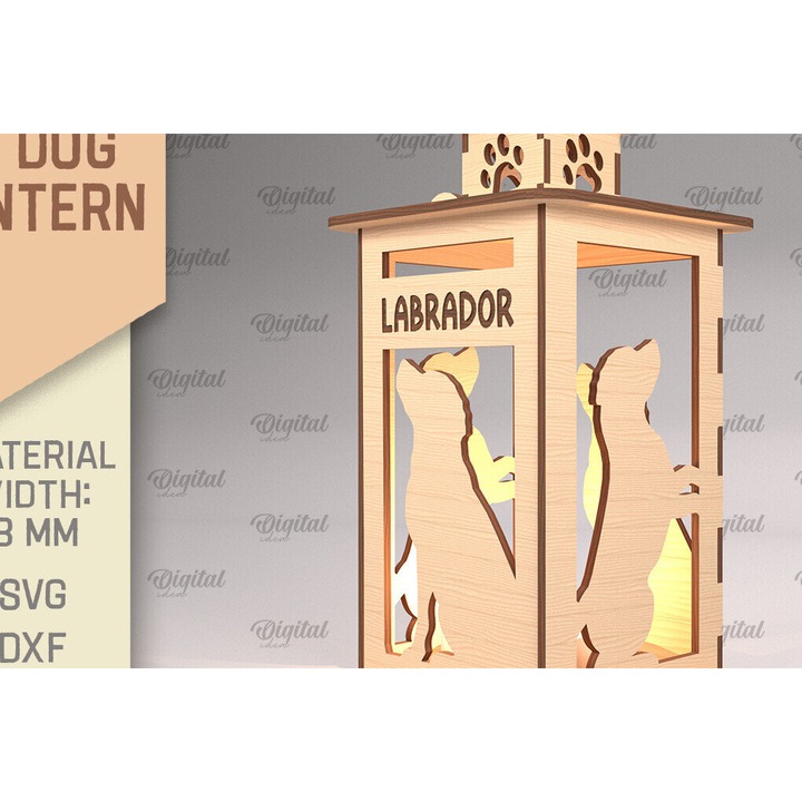 Lampa din lemn cu laser, Intrahome, 30x20 cm, pentru decoratiuni si proiecte DIY