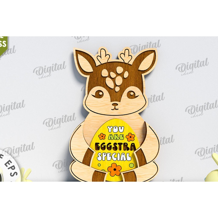 Decoratiune tridimensionala din lemn, Intrahome, pentru Paste, 15x15 cm, din plywood 3mm-4mm