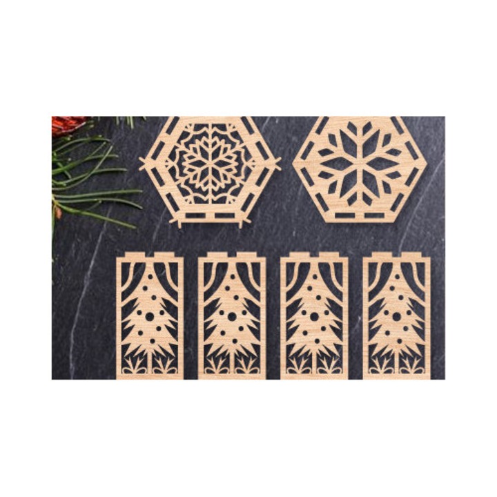 Fanal 3D din lemn, Intrahome, 15x15 cm, pentru decorare, din plywood 3mm-4mm, pentru proiecte DIY