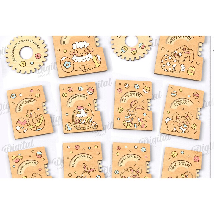 Pachet taiat din carton tridimensional de Paste, Intrahome, 15x15 cm, din plywood 3mm-4mm, ideal pentru decoratiuni si proiecte DIY