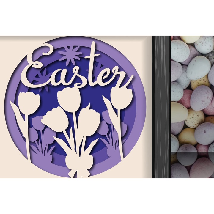 Cutie de lumina/umbra 3D de Paste, Intrahome, 15x15 cm, din plywood 3mm-4mm, pentru decorare si proiecte DIY