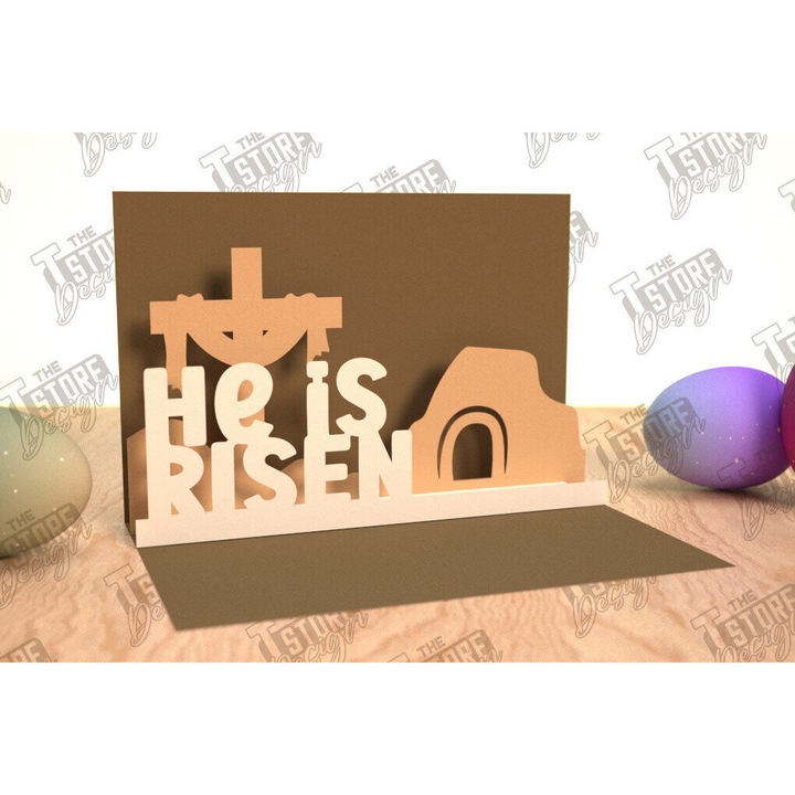 Felicitare Trisdiastate Paschaline Anadyomene, 15x15 cm, Plywood 3mm-4mm, Multicolor, Set