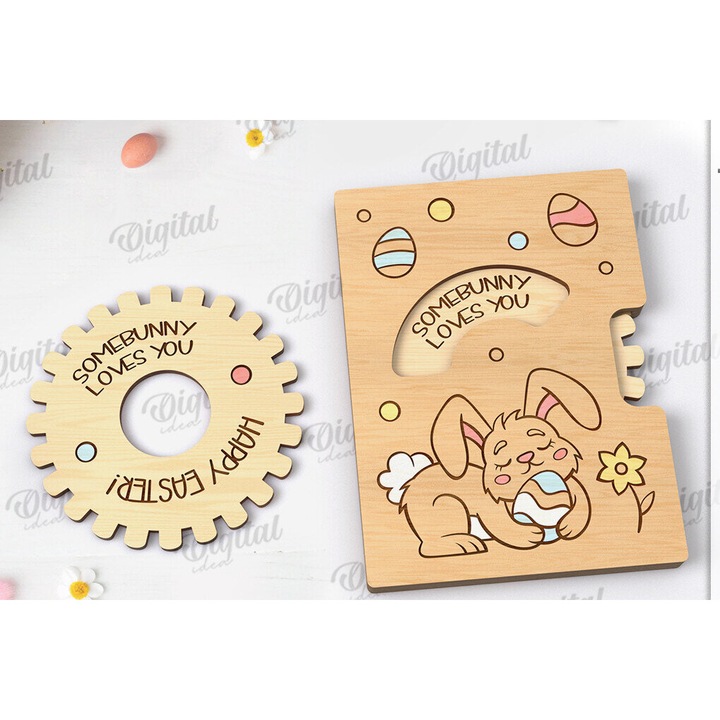 Felicitare tridimensionala din lemn, Intrahome, 15x15 cm, pentru decoratiuni si proiecte DIY