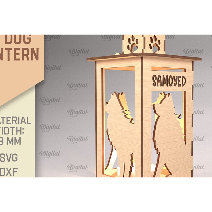 Lampa din lemn cu laser, Intrahome, 30x20 cm, pentru decoratiuni si proiecte DIY