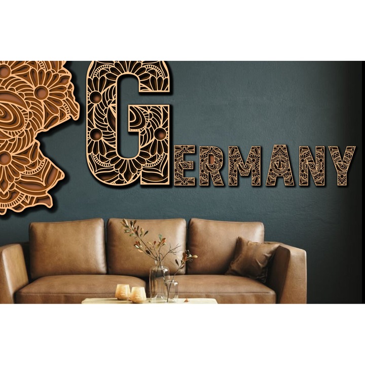 Hartie de perete 3D Germania Country, Intrahome, 15x15 cm, din plywood 3mm-4mm, ideala pentru decorare si proiecte DIY