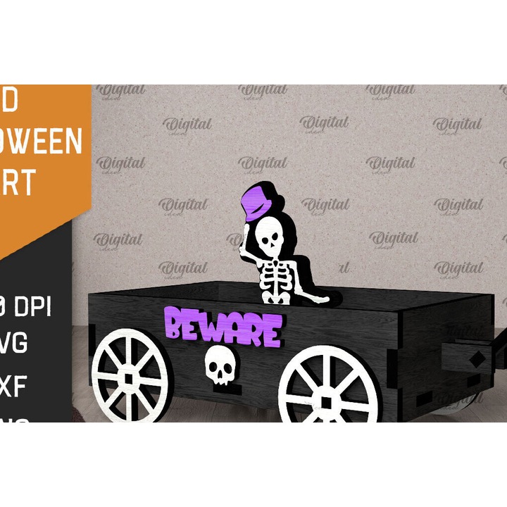 Carut 3D din plywood cu laser, Intrahome, 15x15 cm, pentru decoratiuni si proiecte DIY