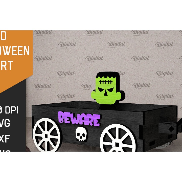 Carut 3D din plywood cu laser, 15x15 cm, set, pentru decoratiuni si proiecte DIY