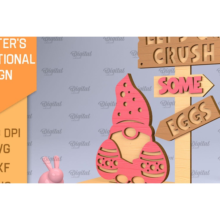 Placa tridimensionala din plywood pentru Paste, Intrahome, 15x15 cm, 3mm-4mm, set decorativ