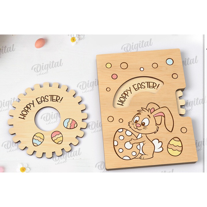 Felicitare tridimensionala din lemn, Intrahome, 15x15 cm, pentru decoratiuni si proiecte DIY