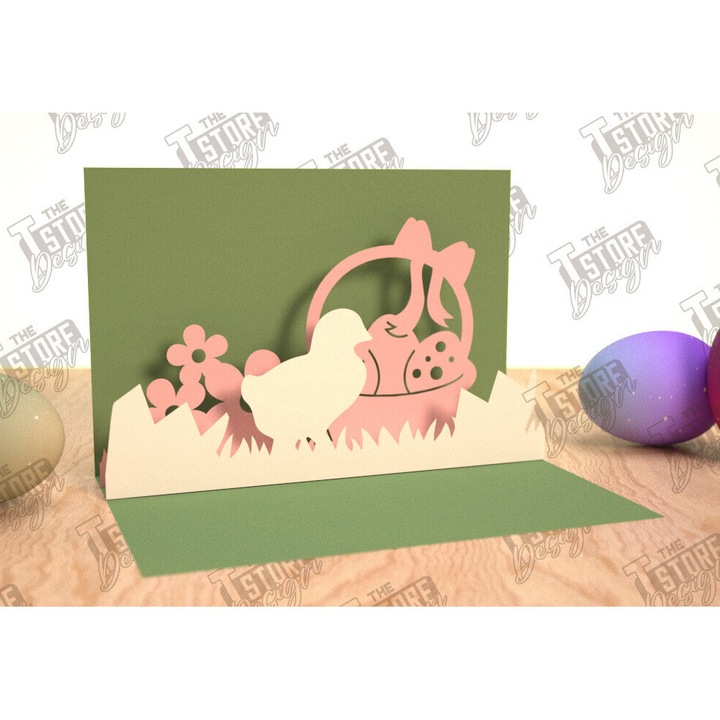 Felicitare Trisdiastate Paschaline Anadyomene, 15x15 cm, Plywood 3mm-4mm, Multicolor, Set