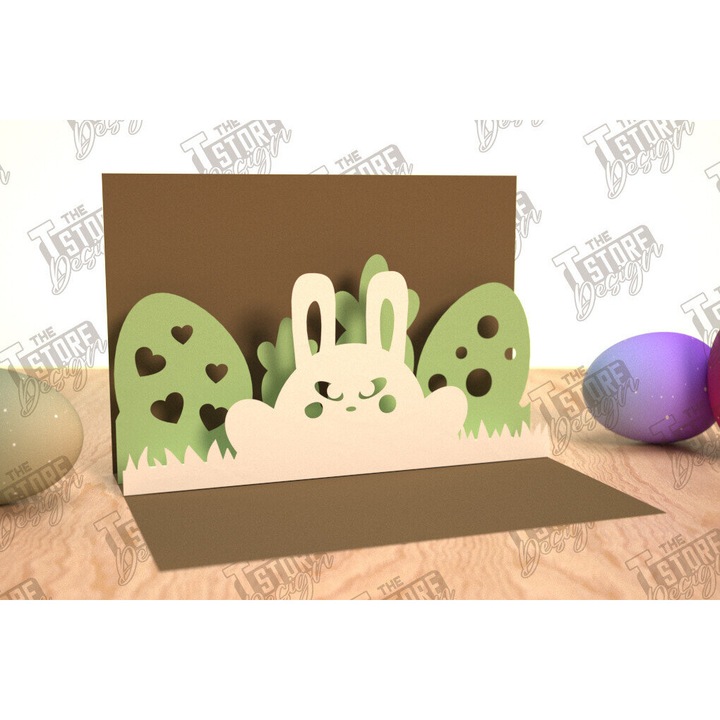 Felicitare Trisdiastate Paschaline Anadyomene, 15x15 cm, Plywood 3mm-4mm, Multicolor, Set