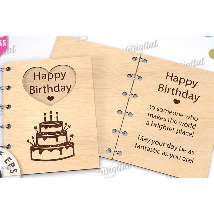 Felicitare Trisdiastate, Intrahome, 15x15 cm, din plywood, pentru decorare si proiecte DIY