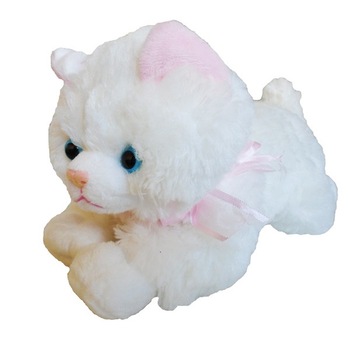 Pisicuta de plus alba care miauna, 35 cm Pisicuta de plus alba care miauna, 35 cm