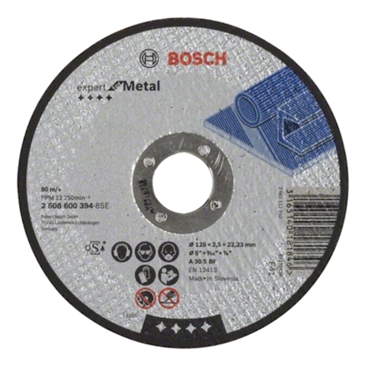 Disc pentru taiere metal Bosch 2608600394, 125 mm diametru, 2.5 mm grosime