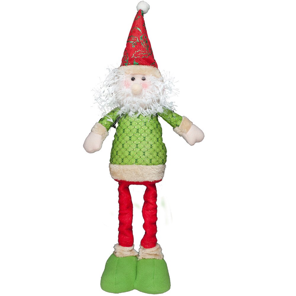 Figurina Mos Craciun Holly, verde, cu inaltime reglabila 41-55 cm