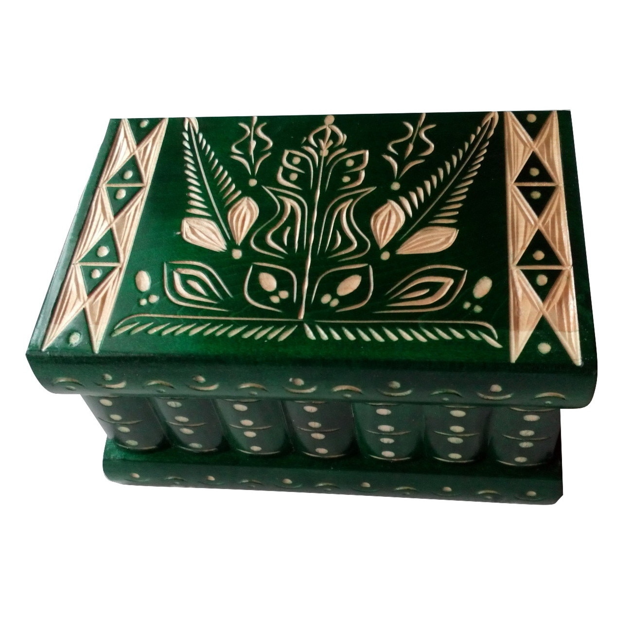 Cutie puzzle cu cheia ascunsa , cutie secreta culoare verde