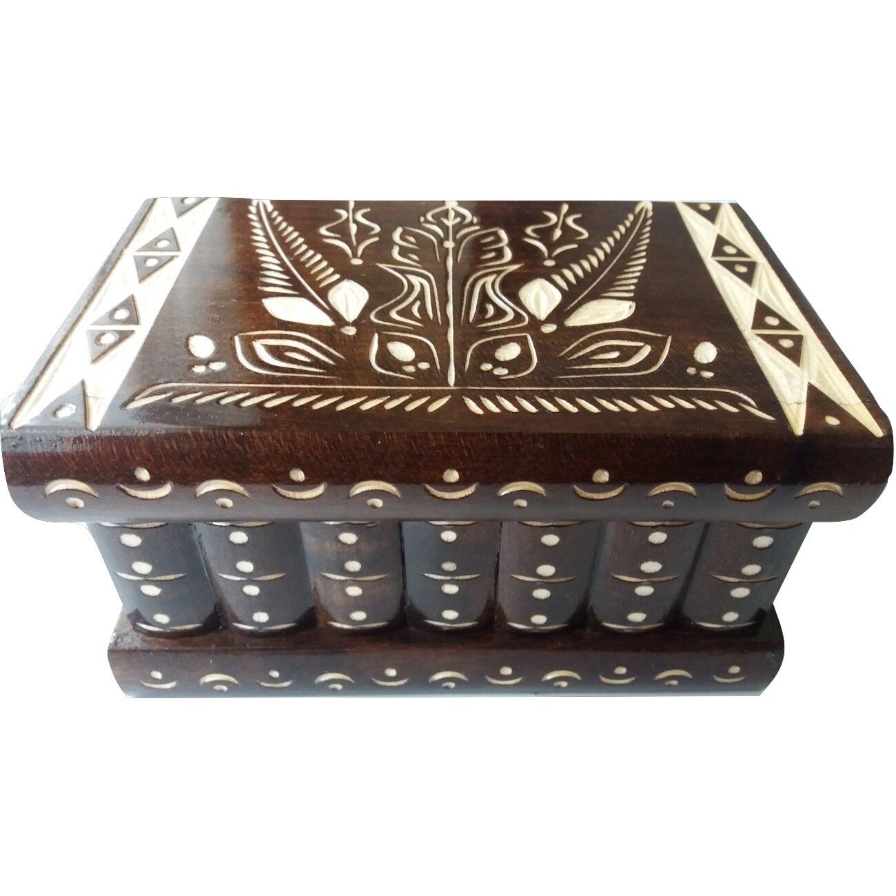 Cutie puzzle cu cheia ascunsa , cutie secreta culoare maro