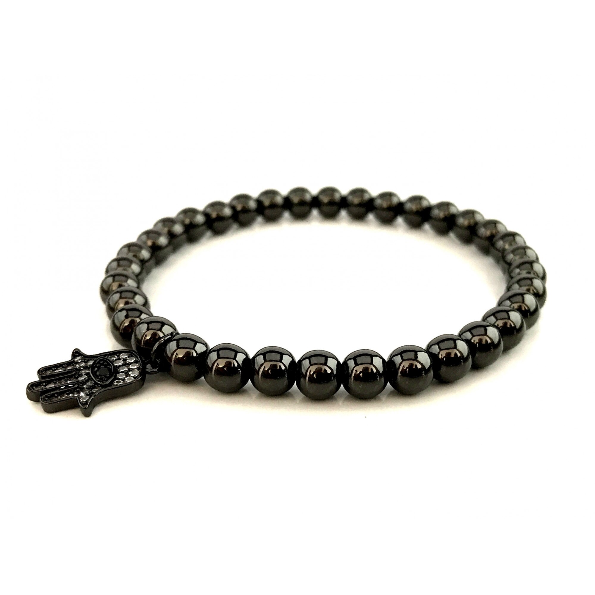 Bratara Unisex Hamsha Black, 14 cm