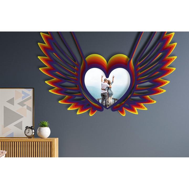 Rame foto 3D Heart Angel Wings, Intrahome, 20x30 cm, din plywood, pentru decoratiuni si proiecte DIY
