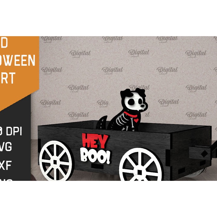 Caruta 3D din plywood, Intrahome, 15x15 cm, pentru decoratiuni si proiecte DIY