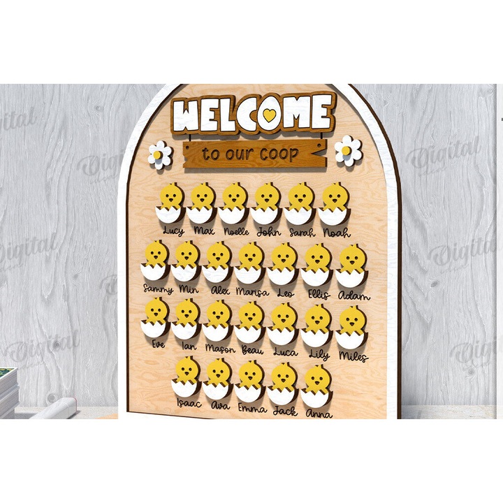 Decoratiune 3D din lemn pentru Paste, Intrahome, 15x15 cm, din plywood 3mm-4mm, ideala pentru proiecte DIY