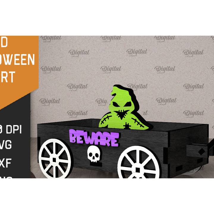 Carut 3D din lemn, Intrahome, 15x15 cm, pentru decoratiuni si proiecte DIY