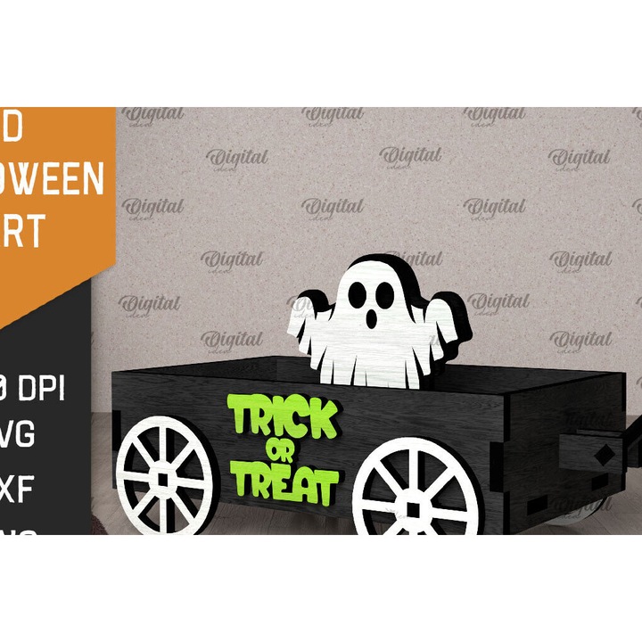 Carut 3D din lemn, Intrahome, 15x15 cm, pentru decoratiuni si proiecte DIY