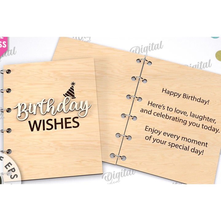 Felicitare Trisdiastate, Intrahome, 15x15 cm, din plywood, pentru decorare si proiecte DIY