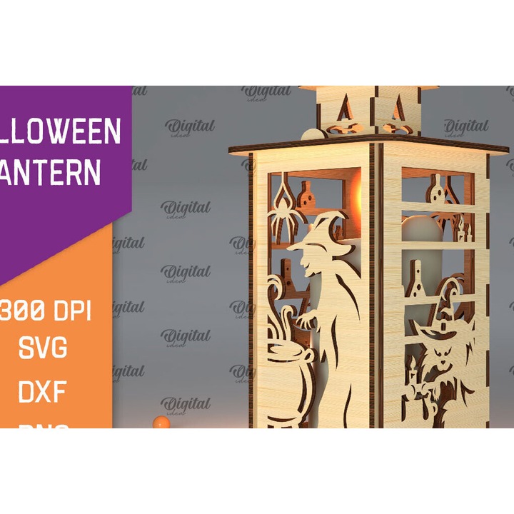 Fanal tridimensional din lemn plywood 3mm-4mm, Intrahome, 15x15 cm, pentru decorare si proiecte DIY