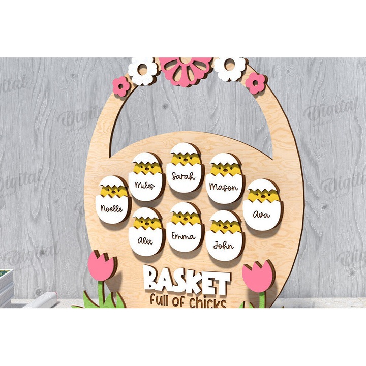 Diagrama tridimensionala pascalina din lemn, Intrahome, 15x15 cm, pentru decoratiuni si proiecte DIY