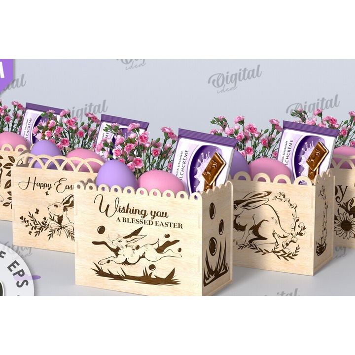 Set 3D paschalina koutia dorou, Intrahome, 15x15 cm, din plywood 3mm-4mm, pentru decorare si proiecte DIY