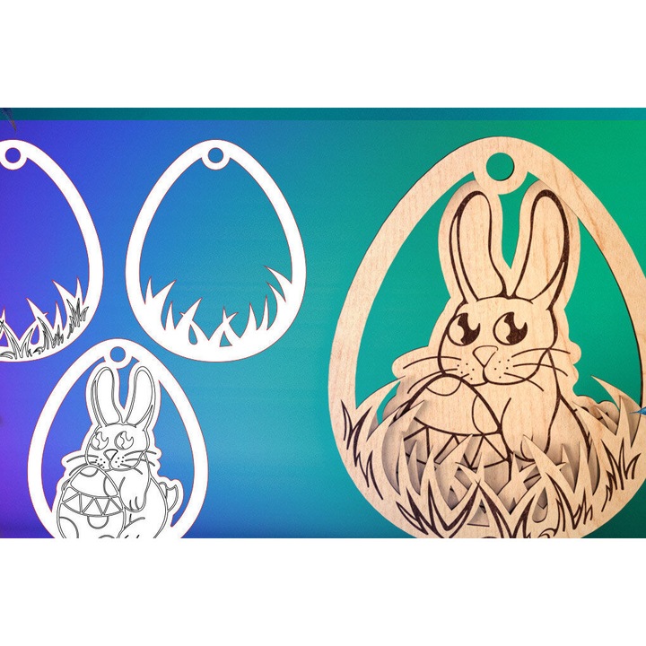 Decoratiune 3D din lemn, Intrahome, Paschaline, 15x15 cm, pentru taiere cu plotter