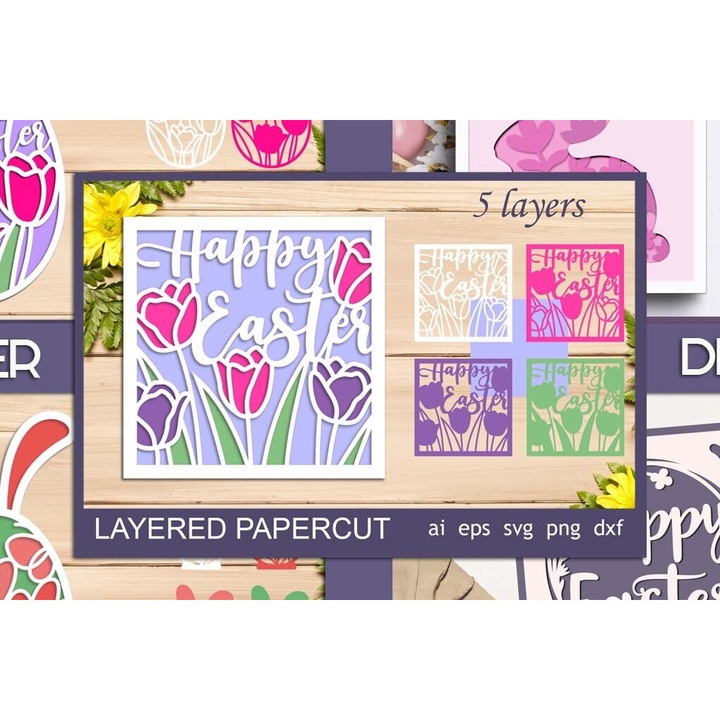 Decoratiune 3D stratificata, Intrahome, pentru Paste, 15x15 cm, din plywood 3mm-4mm