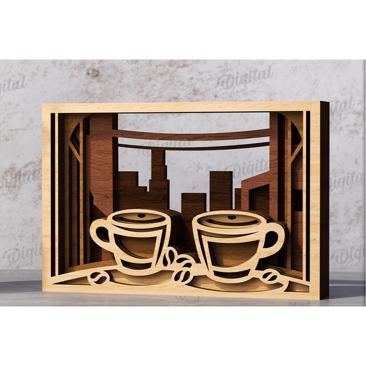 Decoratiune 3D din lemn, Intrahome, 30x20 cm, pentru decorare si proiecte DIY, plywood 3mm-4mm