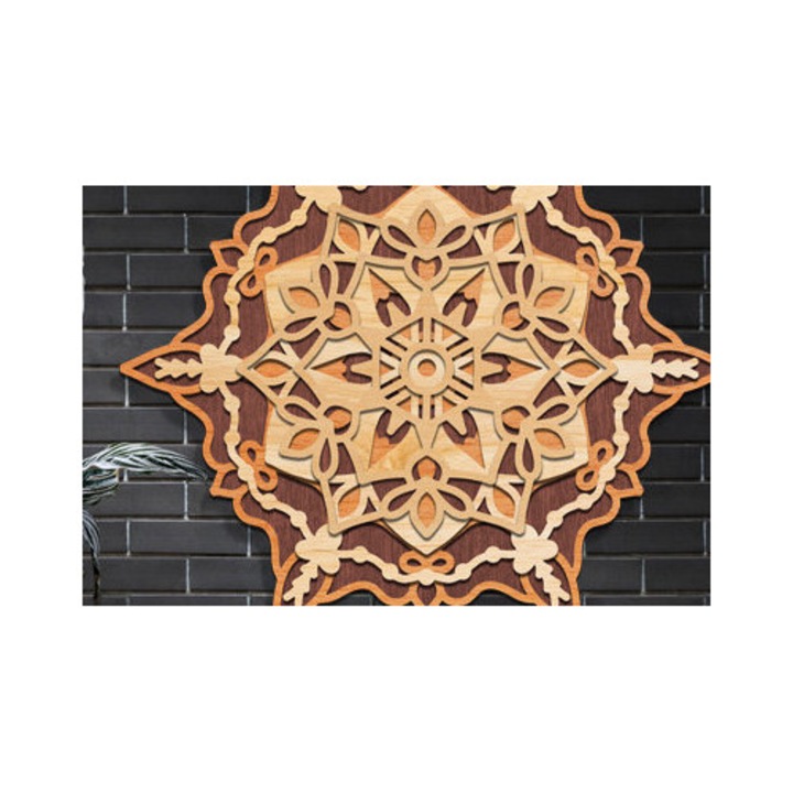 Design Mandala 3D Stratificat, Intrahome, Plywood 3mm-4mm, 30x30cm, pentru decoratiuni si proiecte DIY