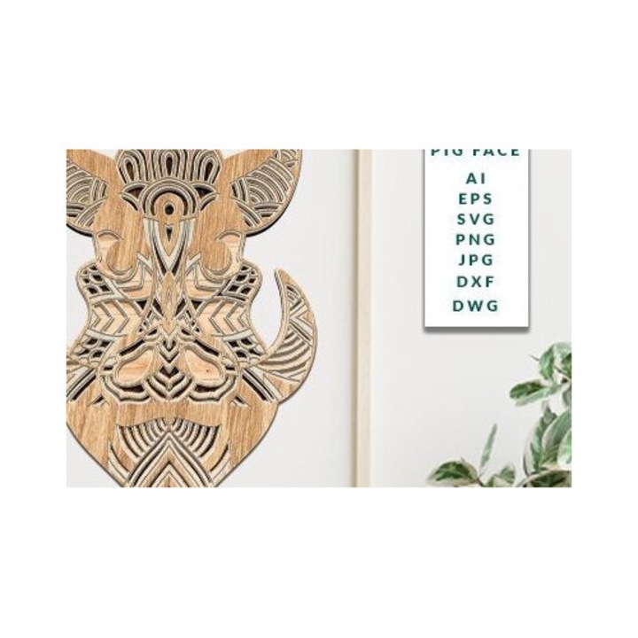 Taiere tridimensionala din lemn de plywood 3mm-4mm, 30x20 cm, set de accesorii decorative, Intrahome