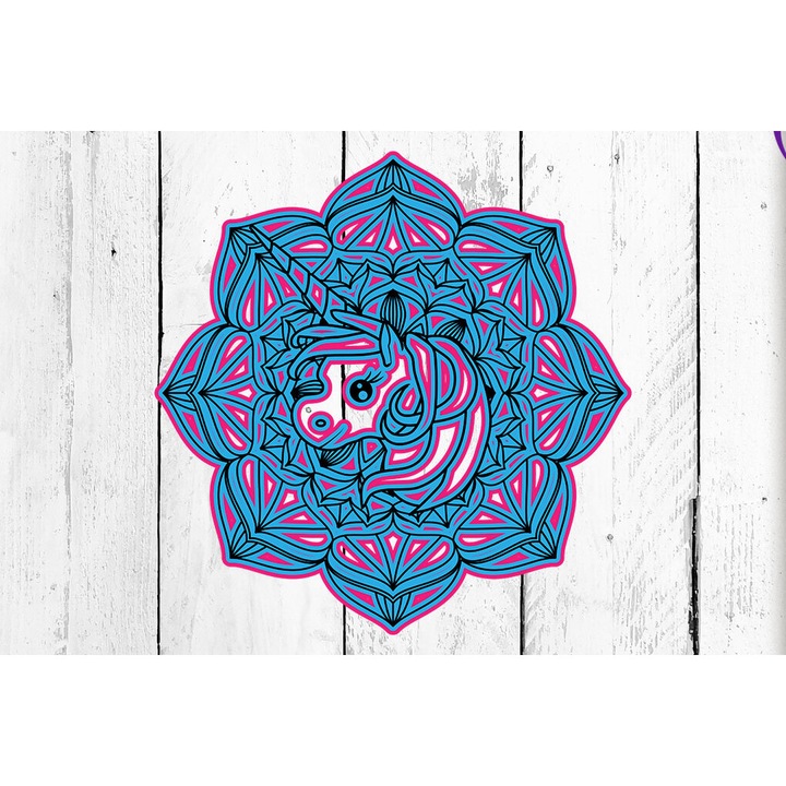 Mandala tridimensional din lemn cu strasuri, 30x30 cm, pentru decoratiuni interioare, Intrahome