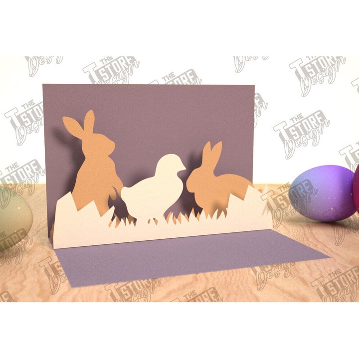 Felicitare Trisdiastate Paschaline Anadyomene, Intrahome, 15x15 cm, din plywood, pentru decoratiuni si proiecte DIY