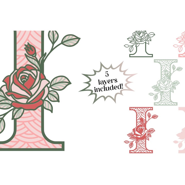 Litera 3D I - Monograma triantaphyllou, Intrahome, 30x30 cm, din plywood 3mm-4mm, pentru decoratiuni si proiecte DIY